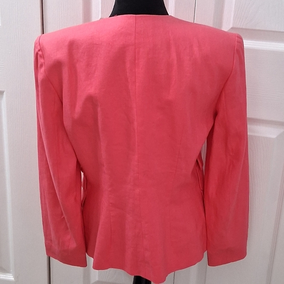 Albert Nipon Boutique Bright Pink 100% Linen Blazer  Size 8 - Picture 5 of 11